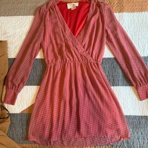 Red floral long sleeve dress